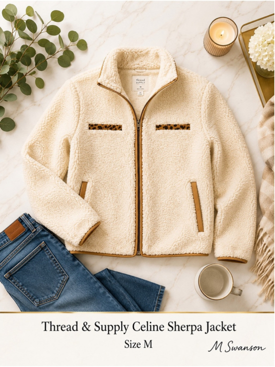 Thread & Supply Jackets & Blazers - NEW Thread & Supply Celine Sherpa Jacket – Off-White – Size M (NWOT)